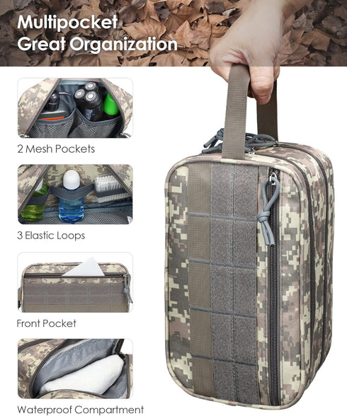 TACTICISM Toiletry Bag for Men, Dry Wet Separate Travel Bag, Tactical Molle Dopp Kit, Water-Resistant