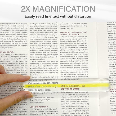 MAGDEPO 2X Bar Magnifying Ruler, 6" with Guiding Line & Mini Line Magnifier Clip for Reading Small Prints
