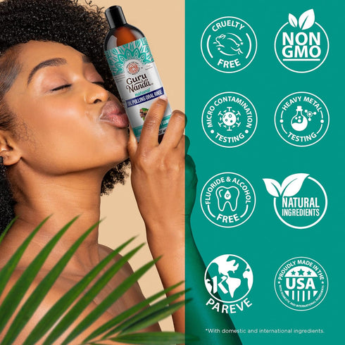 GuruNanda Daily Oral Care Bundle Hydroxyapatite Toothpaste & Coconut Oil Pulling Mouthwash for Stronger Teeth & Happier