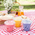 PUREZON 50 Pack 9 oz Clear Plastic Cups with Flat Lids, Disposable Plastic Cups with Lids No Hole, Small Dessert Cup