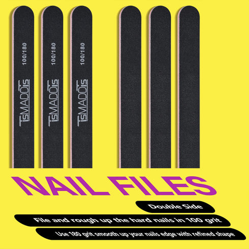 TsMADDTs Nail Care Tools Kit - 6PCS Rectangular Buffers & 6PCS Black 100/180 Grit Nail Files for Women