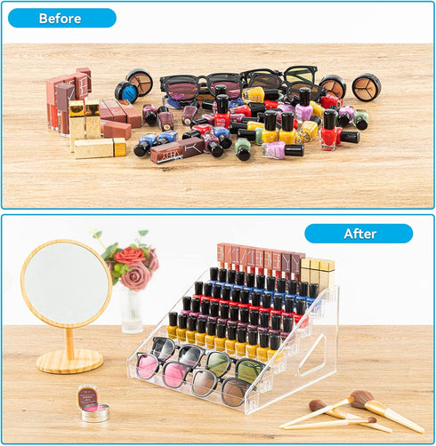 Nail Polish Organizer, 7 Layers Upgraded Acrylic Display Rack for Nail Polish, Sunglasses, Essential Oils, Makeup
