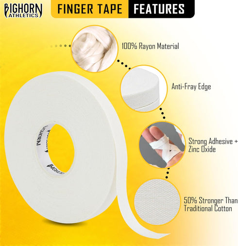 Bighorn Athletics Premium Finger Tape, 4 Rolls for Injury Protection and Joint Stability