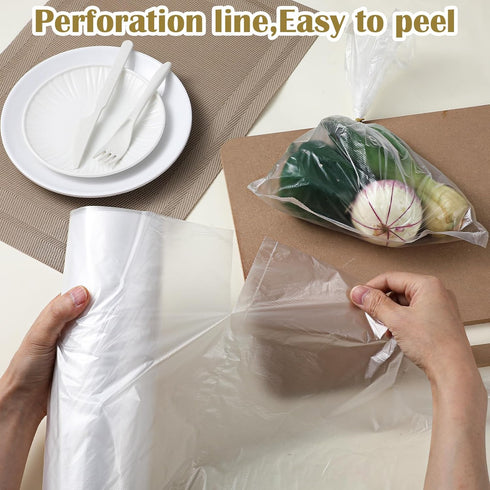 Limbeuuu 2 1000 2 (9.8 13.8 Inches) Rolls Plastic Produce Bags, Bags of Big Roll for Fruits, Vegetable, Bread, Clear