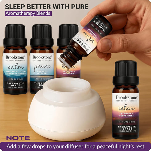Set 3-Pack 10ml Brookstone Essential Oil Blends Sleep Collection | Organic Essential Oil for Aromatherapy Diffuser