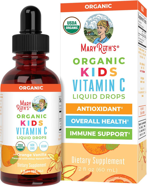 MaryRuth Organics USDA Kids Vitamin C Drops, Vegan Immune Support Supplement for Ages 4-13, 2oz