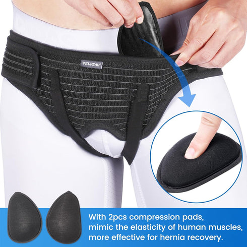 VELPEAU Hernia Belt for Men & Women, Bilateral/Double Inguinal Support Truss Underwear Briefs with Compression Pads