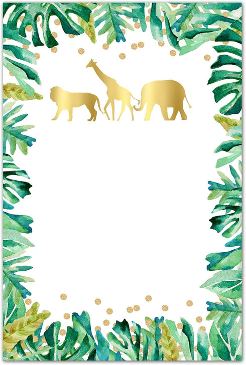 Pink The Cat 30 Blank Thank You Cards Notes Invitations Jungle Green Gold + 30