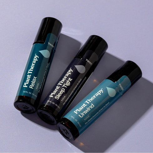 Set 10 mL (1/3 oz) Plant Therapy Sleep Easy Essential Oil Roll On Blend Each of Relax, Sleep Tight & Unwind, Pure