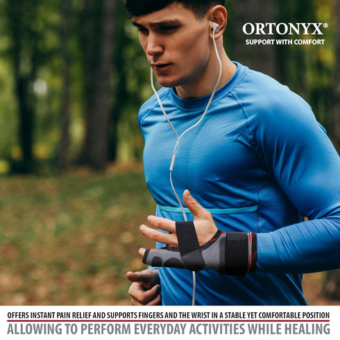ORTONYX Wrist Immobilizer Brace - Pinky Finger Splint for 4th & 5th Finger, Ulnar Gutter Support, Adjustable, KB434 Gray