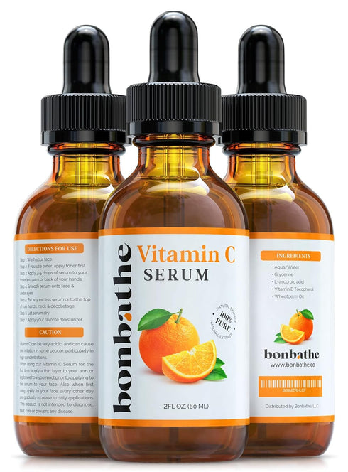 Vitamin C Serum for Face - 2oz Natural Anti-Aging Moisturizer, Brightening Dark Spot Remover with Hyaluronic Acid,