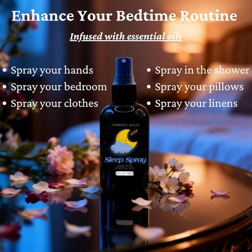 Symbolic Magic 4oz Sleep Spray Calming Lavender and Essential Oils, Pillow Mist for Deep Sleeping, Aromatherapy
