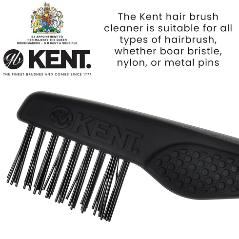Kent Hair Brush Cleaning Tool, Rake for Removing Hair and Dandruff from Brushes, Combs & Grooming Tools