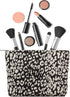 Makeup Bags for Purse, Large Zipper Cosmetic Pouch, Travel Canvas Make Up Organizer Tool Pouch for Women, Leopard Black