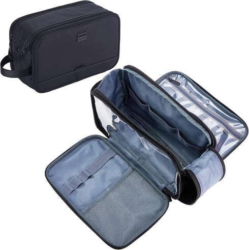 ZEEMO Extra Large Toiletry Bag for Men, Water-resistant Dopp Kit with Double Side Full Open Design for Travel, Black