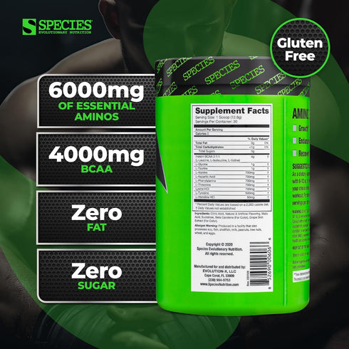 Species Nutrition EAA & BCAA Powder, Fermented Amino Acids for Muscle Recovery & Endurance (Lemon Iced Tea, 30 Servings)