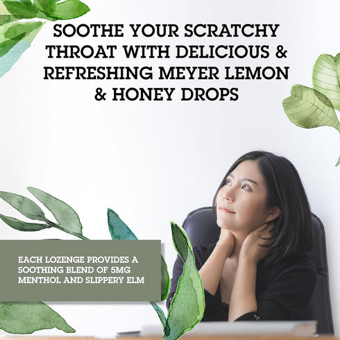 Quantum Health Organic Cough Relief Lozenges - Meyer Lemon & Honey, Natural Menthol Cough Suppressant, 18 Ct