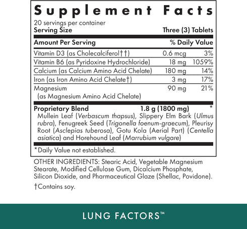 MICHAEL'S Health Naturopathic Programs Lung Factors - 60 Vegetarian Tablets - Nutrients for Lung Function