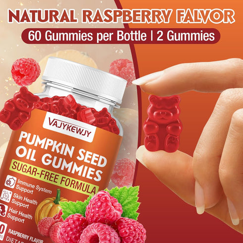 VAJYKEWJY Gummies 120 Gummies Pumpkin Seed Oil & Saw Palmetto - Hair Growth & Skin Health Supplement with High-Purity
