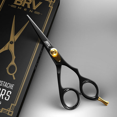 Professional Mustache & Beard Trimming Scissors - 5.5" High Carbon Stainless Steel, Razor Sharp Facial Hair Shears