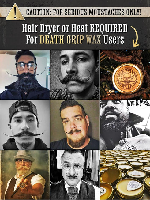 Mustache Wax Death Grip, Extra Strong Hold Moustache Wax