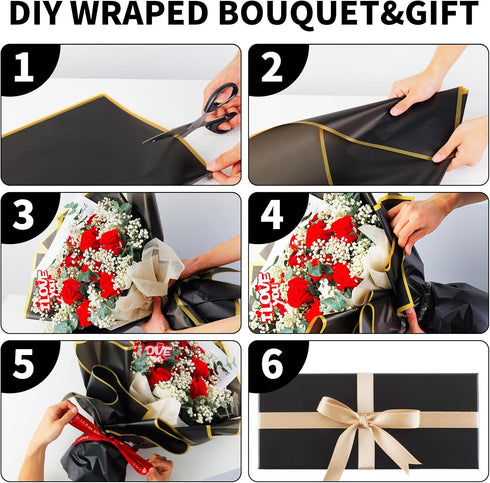 Duyasurs 20 Sheets Flower Wrapping Paper, Waterproof Bouquet Wrapping Paper for Wedding Birthday Gifts