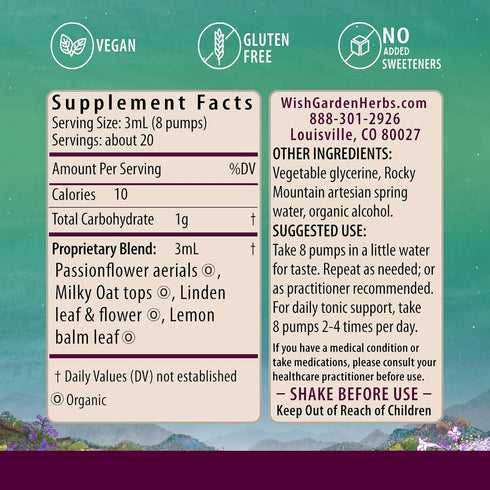 WishGarden Herbs Natural Herbal Stress Release for Pregnancy, 2oz, with Lemon Balm & Chamomile, Adrenal Support