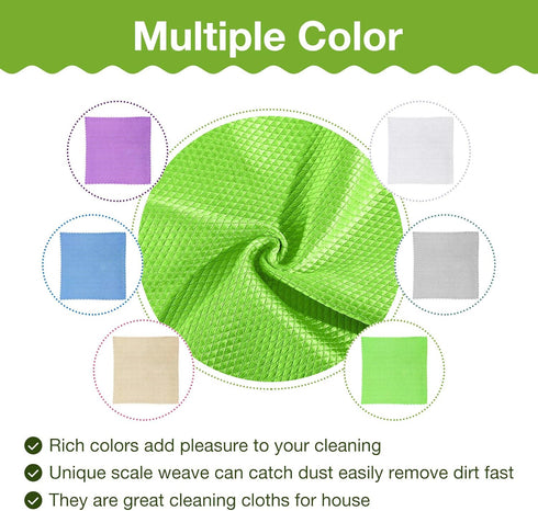 9 Pieces Microfiber Fish Scale Cloth, Nanoscale Cleaning Rag for Windows, Mirrors, and More (Basic Colors)