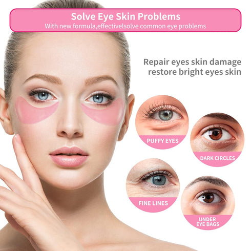 BREYLEE Rose Eye Mask - 60 Pcs Under Eye Patches for Puffy Eyes, Hydrates and Firms Eye Area for Women and Men