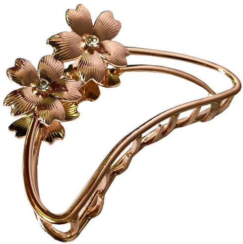 TANG SONG 4PCS Double Flower Shaped Metal Hair Claw Clips - Hair Catch Barrette Jaw Clamp for Women