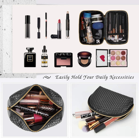KTMOUW Makeup Bag, 3 Pcs Waterproof Cosmetic Bag Set, Portable Travel Organizer for Women, Black