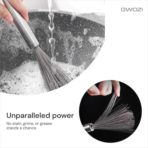 Dish Brush Stainless Steel, Multifunctional Wire Brushes for Kitchen Cleaning, Metal Scrubber with Handle, 2 Pcs