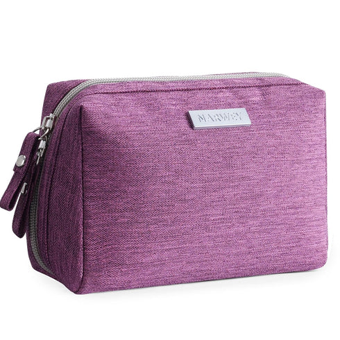 Narwey Small Makeup Bag for Purse, Mini Cosmetic Pouch with Compartments for Women (Small, Purple)