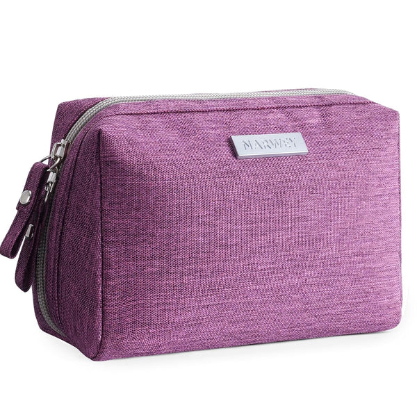 Narwey Small Makeup Bag for Purse, Mini Cosmetic Pouch with Compartments for Women (Small, Purple)