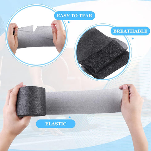 30 Yards Athletic Foam Underwrap Tape, Pre-wrap Bandage for Wrists, Elbows, Knees, Ankles, Hair, 2.76 Inches (Black)