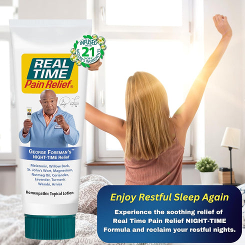 Real Time Pain Relief Night-Time Cream - 4oz Tube, Sleep Aid with 21 Natural Ingredients for Joint & Muscle Discomfort
