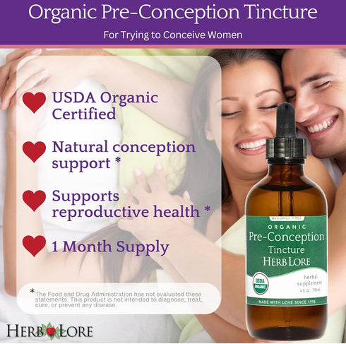 Herb Lore Organic Fertility Tincture - Alcohol-Free Liquid Support for Women