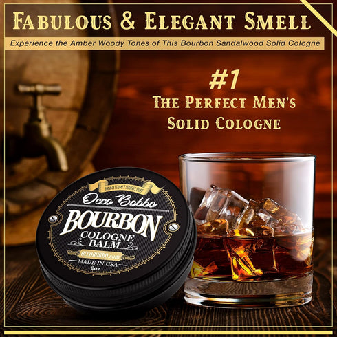 Occo Bobbo Solid Cologne, Bourbon and Sandalwood Scent, 2 Ounce Concentrated Balm for Men