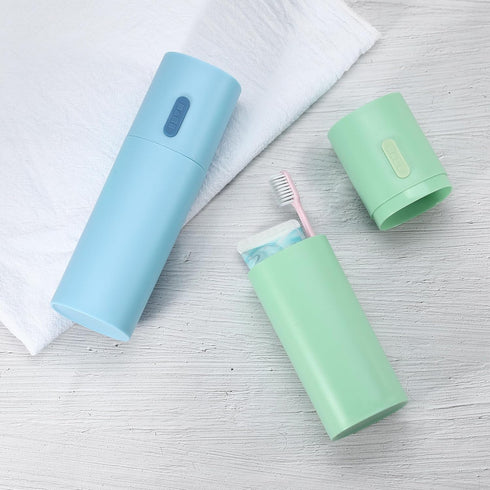 VOCOSTE 2pcs Toothbrush Travel Case, Lightweight PP Holders for Travel Business, Green Blue, 7.68"x2.36"