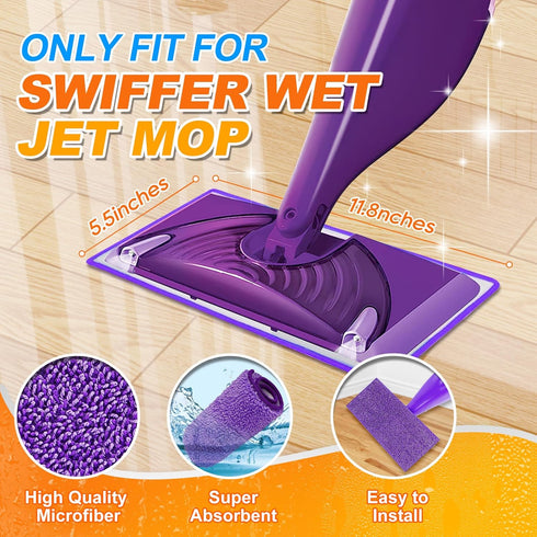 Reusable Mop Pads for Swiffer WetJet Mop, MyKEEPOW Microfiber Wet Jet Refills Compatible with Home Floor Cleaning, 6 Pack, Purple (Mop is Not Included)