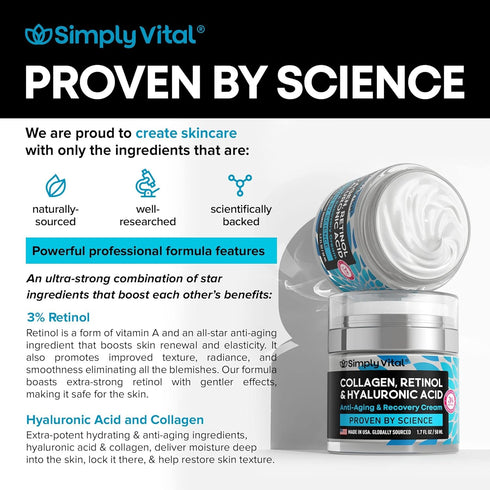 SimplyVital Face Moisturizer Collagen Cream - Anti Aging Day & Night Face Cream for Neck and Décolleté - 1.7oz