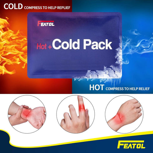 FEATOL Wrist Brace Carpal Tunnel, Night Support Brace with Adjustable Straps, Hot/Ice Pack for Relief