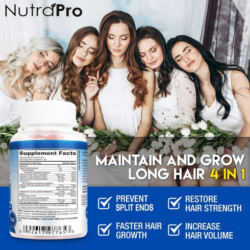 NutraPro Long Hair Gummies – Anti-Hair Loss Supplement for Faster Growth of Weak, Thinning Hair