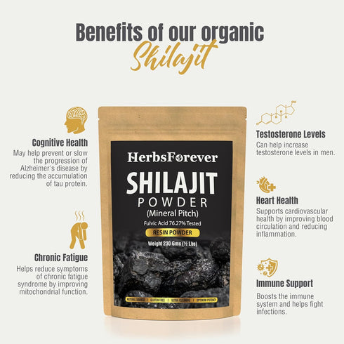 Shilajit Powder 8.11 oz – Mineral Pitch – Antioxidant – Concentrated Extract 6:1 – General Wellness – 230 Gms