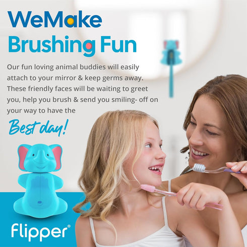 Flipper Fun Animal Turtle Toothbrush Cover – Kids Toothbrush Holder with Suction Cup for Bathrooms