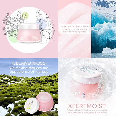 Saturday Skin Face Moisturizer Water Cream, Natural Oil-Free Gel Type from Alaska Glacier Water