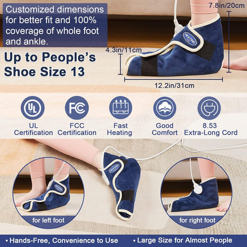 JOBYNA Ankle/Toe/Foot Warmer, Full Coverage Heated Foot Wrap, Electric Heating Pad for Pain Relief