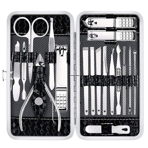 Nail Clippers Set, Fingernail and Toenail Clipper Cutters, 18 Pieces Stainless Steel Professional Grooming Kit