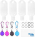 Kare & Kind Clear Portable Travel Bottles - 4x Empty Containers, 4x Carabiner/Retractable Lanyard, 1x