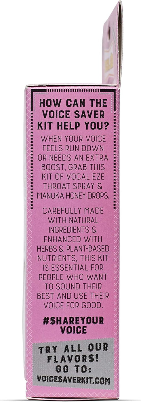 Vocal Eze Voice Saver Kit, Includes Herbal Throat Spray and Manuka Honey Drops for Throat Relief